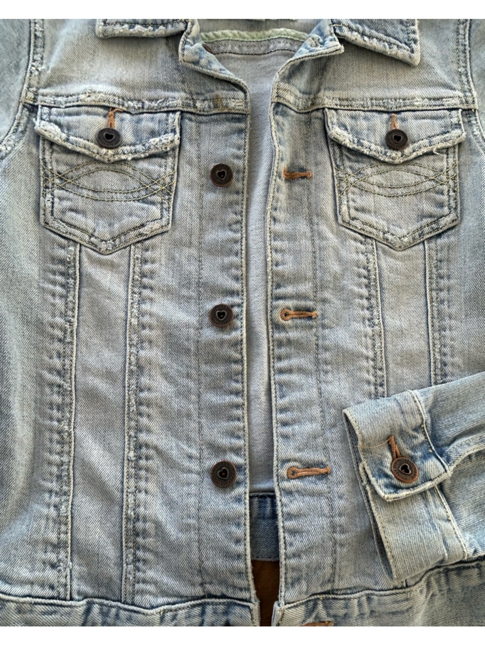 Abercrombie & Fitch Vintage style Light Blue Denim Jacket - Teen Large - Picture 4 of 9